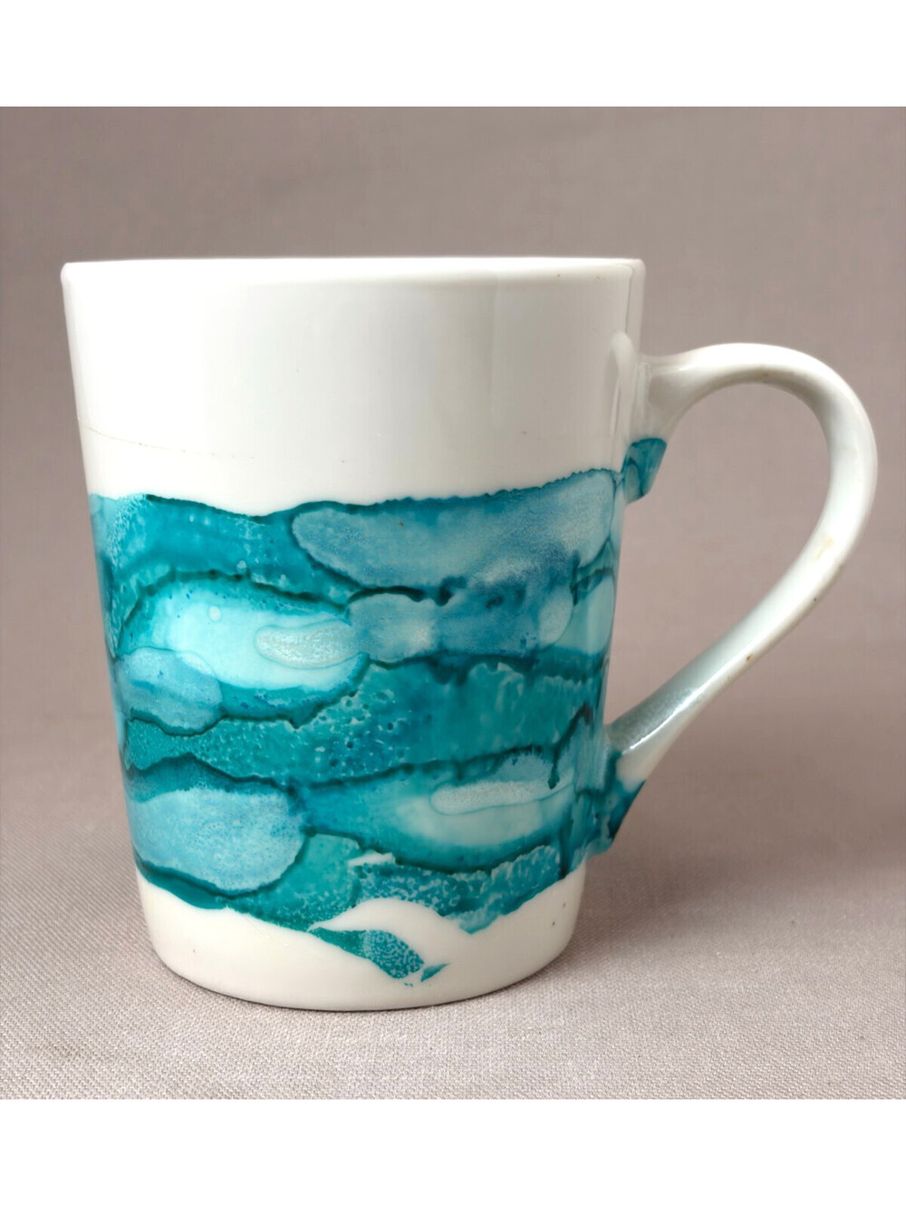 Royal Norfolk Coffee Mug Turquoise Aqua Blue Abstract Ocean Waves Ceramic Cup 4"
